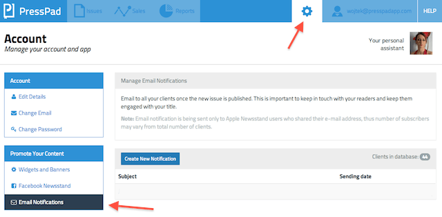 PressPad-Email-Notificatin-click-sprocket-icon