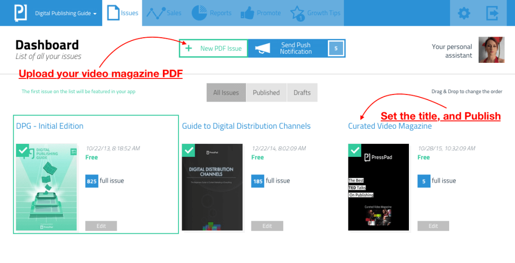 Your PressPad dashboard