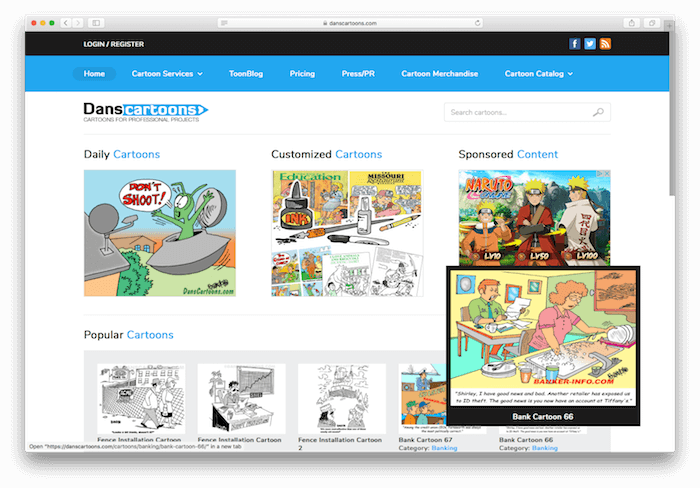 Screenshot of danscartoons.com