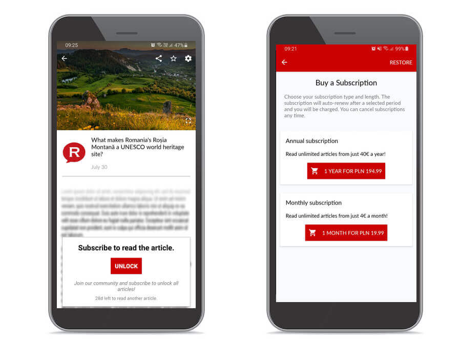 news app with paywall