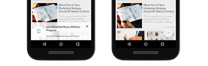 Snackbar in the Android app